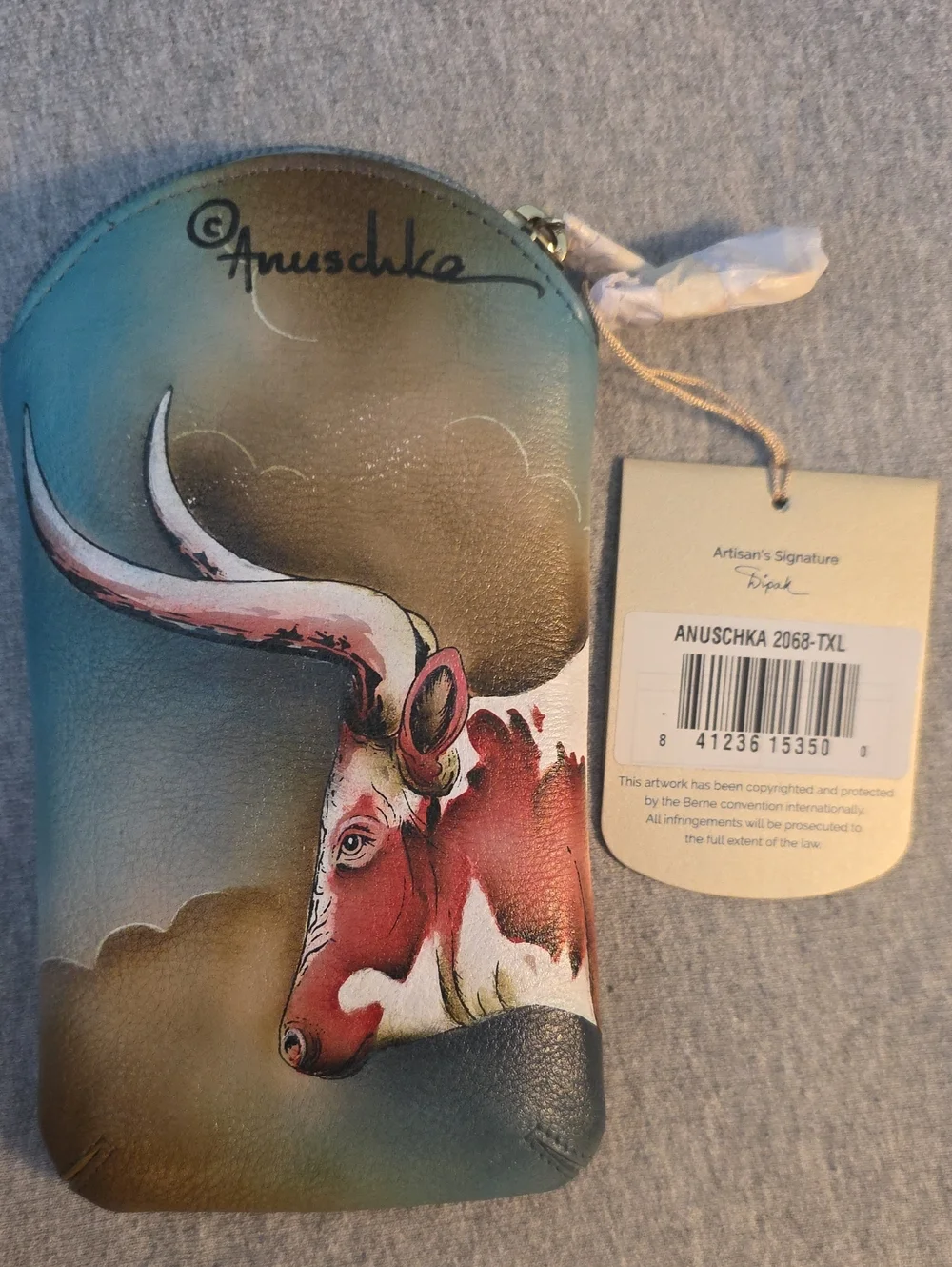 Anuschka Hand-Painted Longhorn Leather Pouch NWT